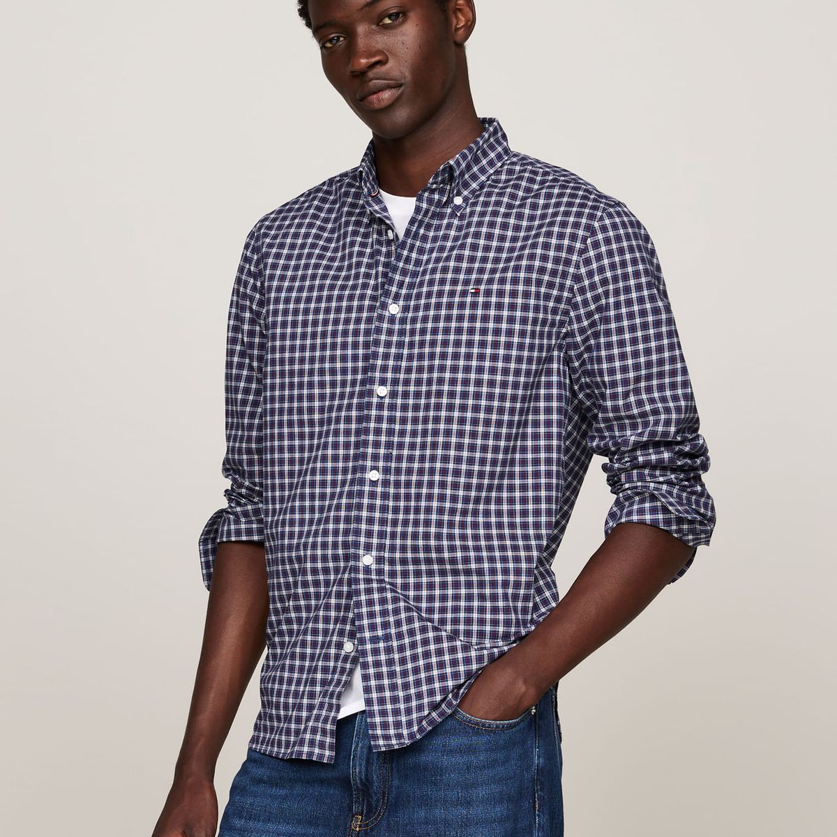 TOMMY HILFIGER - CAMISA FLEX POPLIN MINI TARTAN RF SHI TH