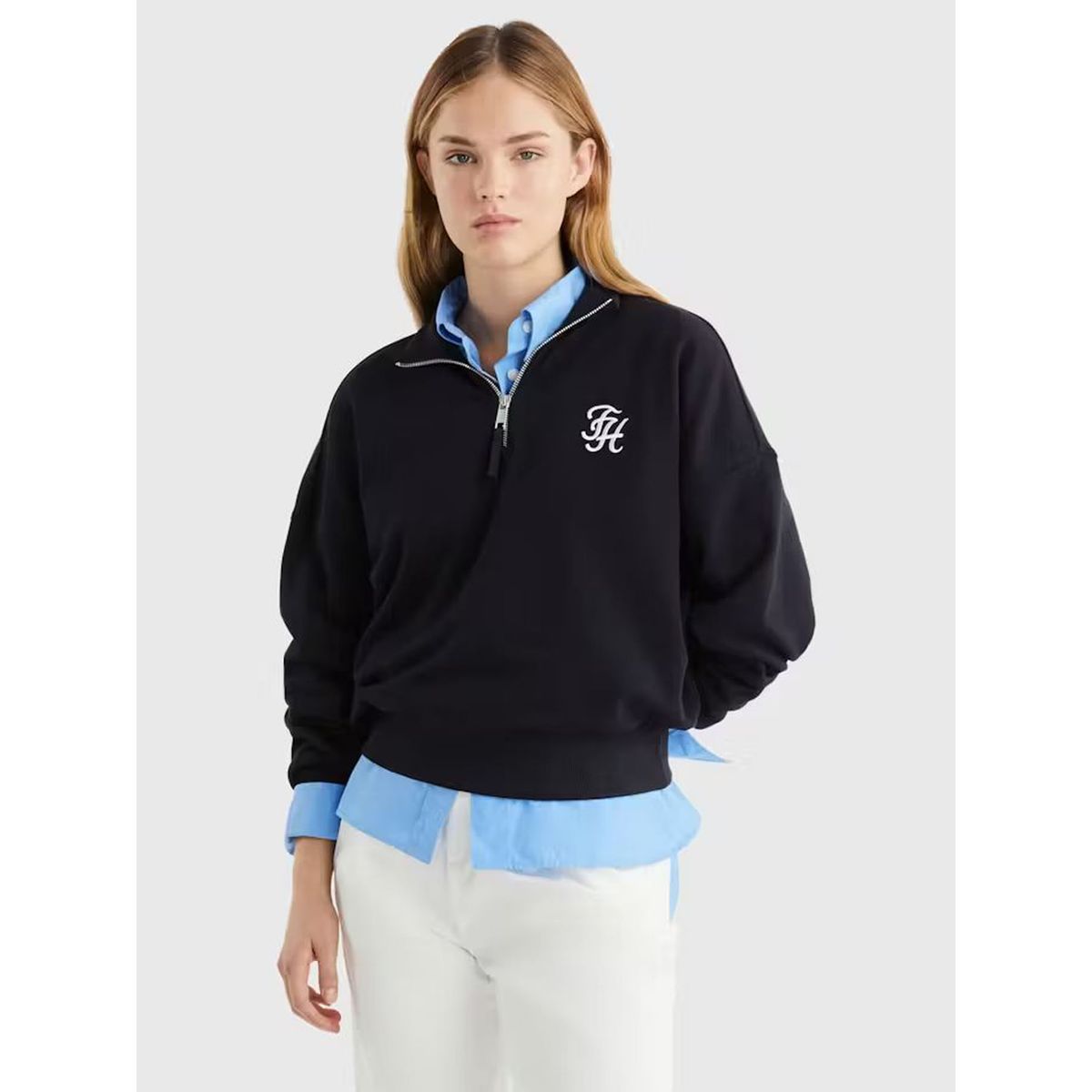 TOMMY HILFIGER - SWEATSHIRT REG TH SCRIPT 1/2ZIP SWEATSHIR