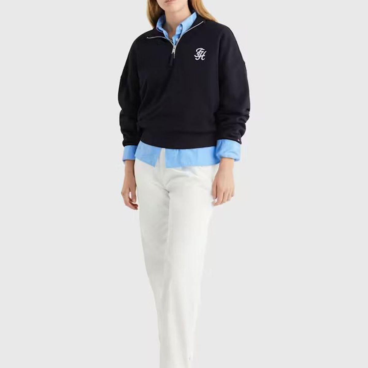 TOMMY HILFIGER - SWEATSHIRT REG TH SCRIPT 1/2ZIP SWEATSHIR