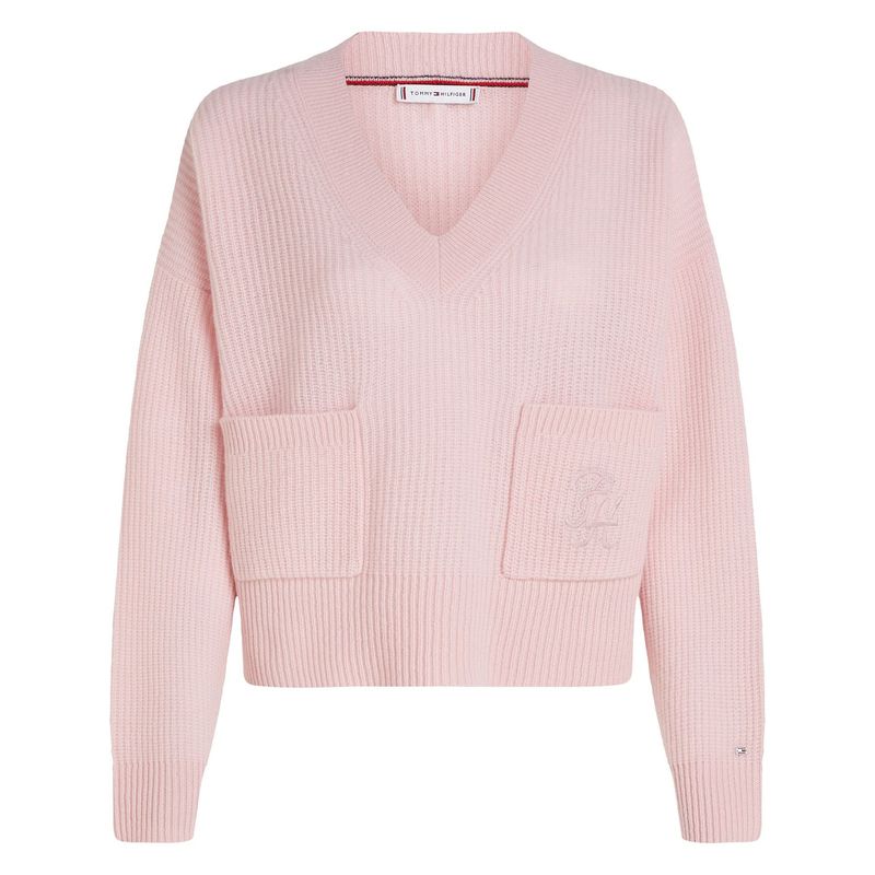 TOMMY HILFIGER - SWEATER TH SCRIPT SOFT WOOL V-NK SWT TH