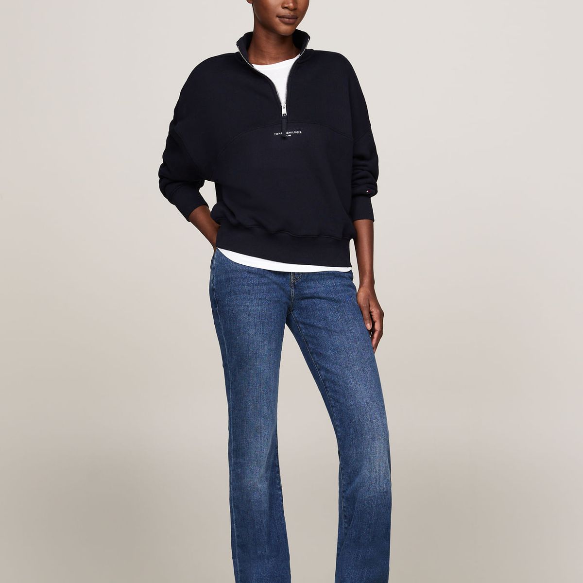 TOMMY HILFIGER - SWEATSHIRT REG MINI CORP 1/2 ZIP SWTSHRT