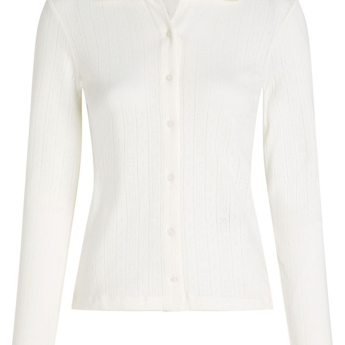 TOMMY HILFIGER - BLUSA SLIM POINTELLE BTN DWN LS TH