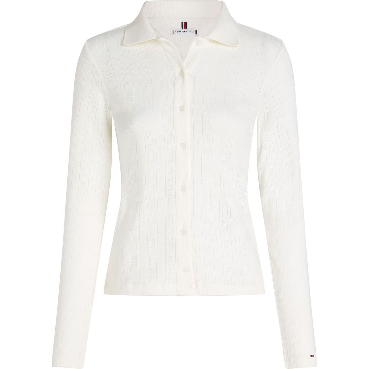 TOMMY HILFIGER - BLUSA SLIM POINTELLE BTN DWN LS TH