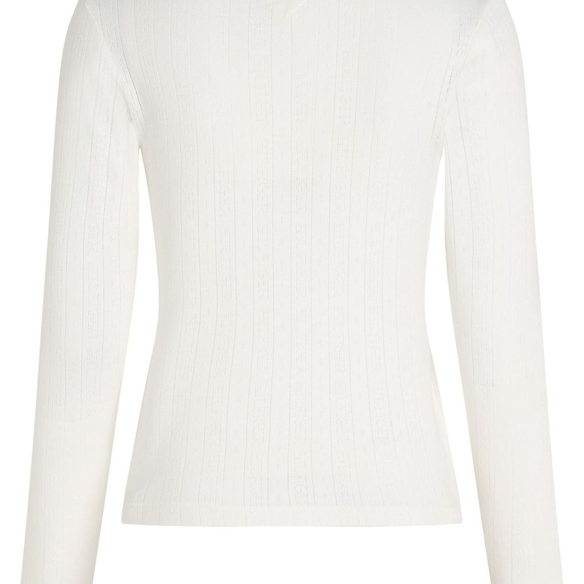 TOMMY HILFIGER - BLUSA SLIM POINTELLE BTN DWN LS TH