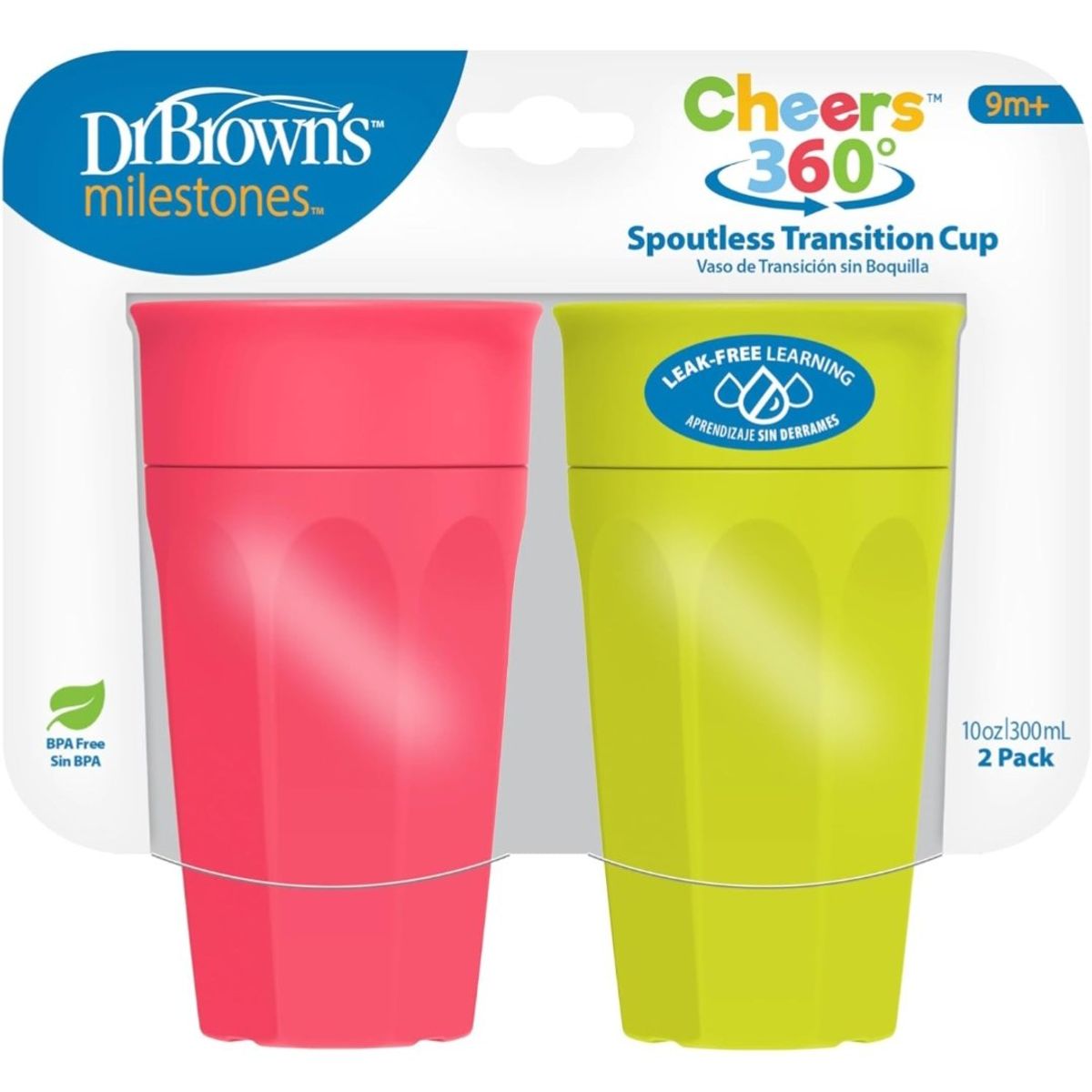 DR BROWNS - Taza de transición sin boquilla Cheers 360° 10 onzas