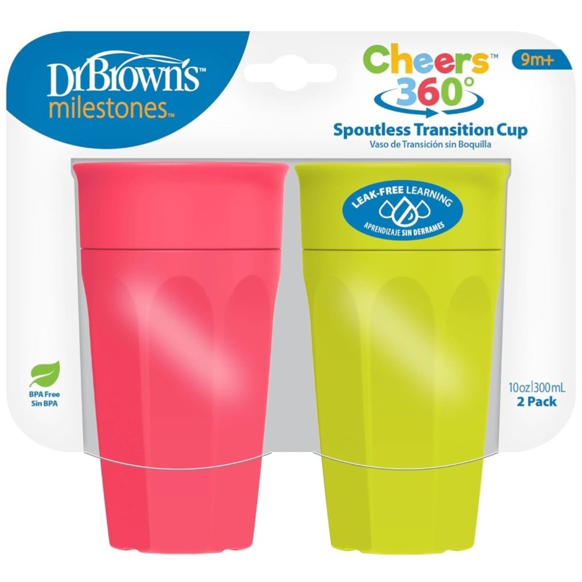 DR BROWNS - Taza de transición sin boquilla Cheers 360° 10 onzas