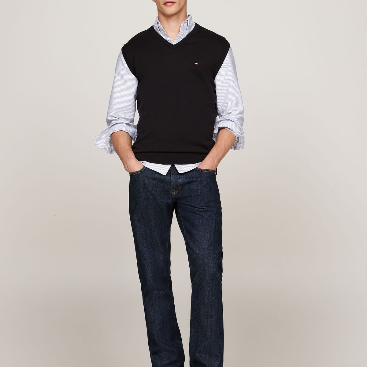 TOMMY HILFIGER - PULLOVER ESSENTIAL CTN V NK VEST