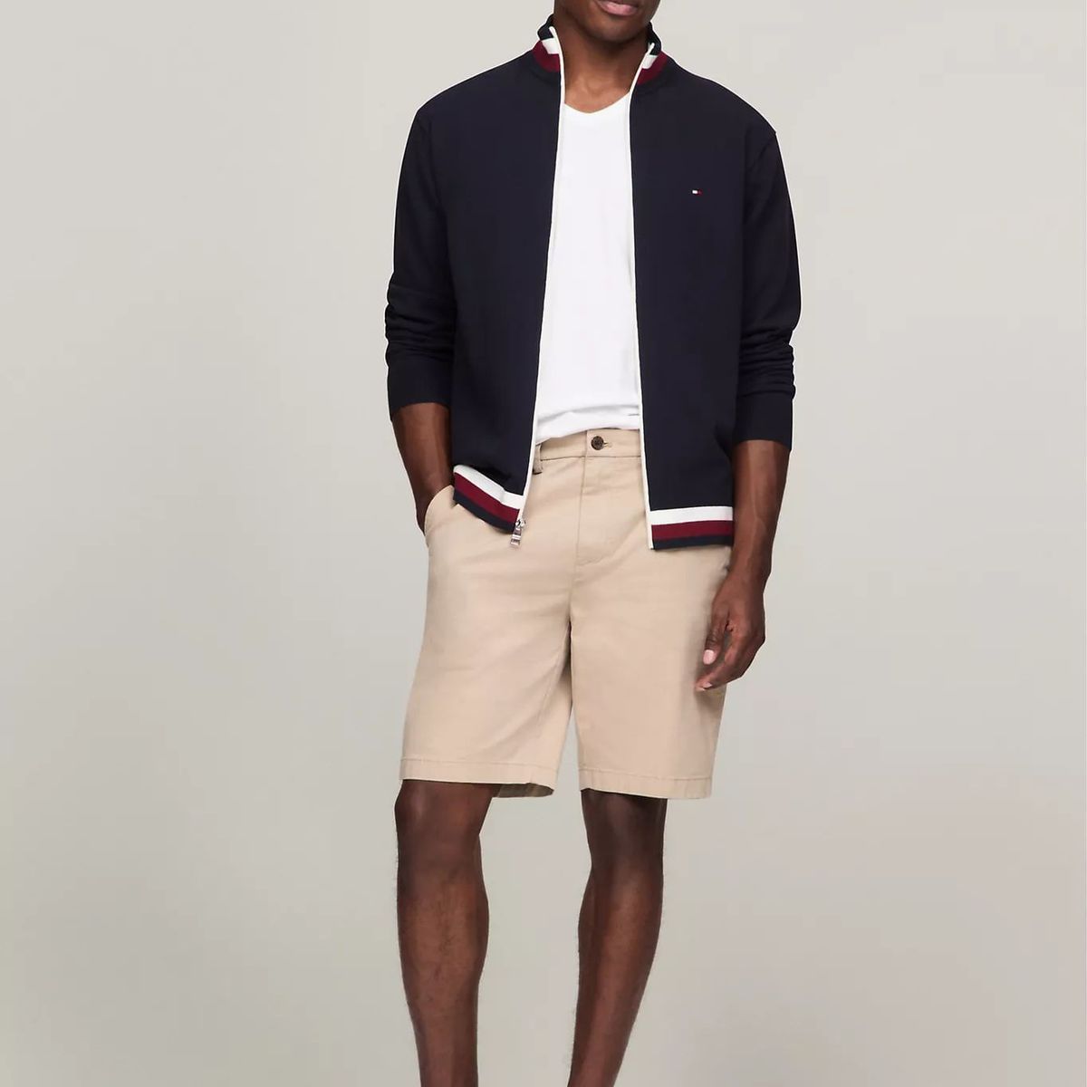 TOMMY HILFIGER - SWEATER M GLOBAL STRIPE DETAIL ZIP THR