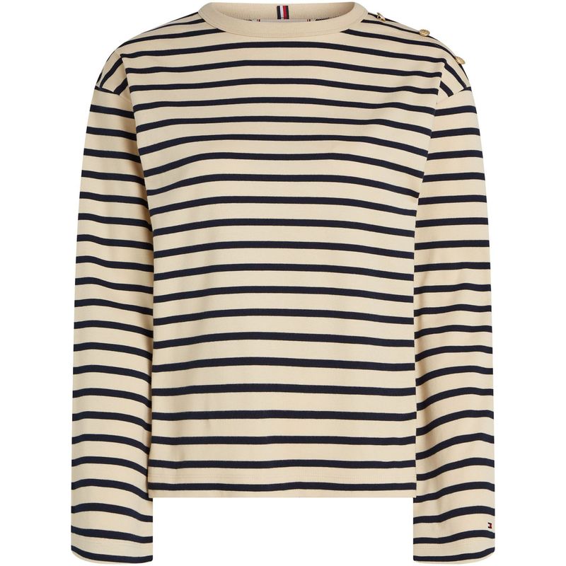 TOMMY HILFIGER - CAMISETA M/L RLX GOLD BTN STRIPE C-NK LS