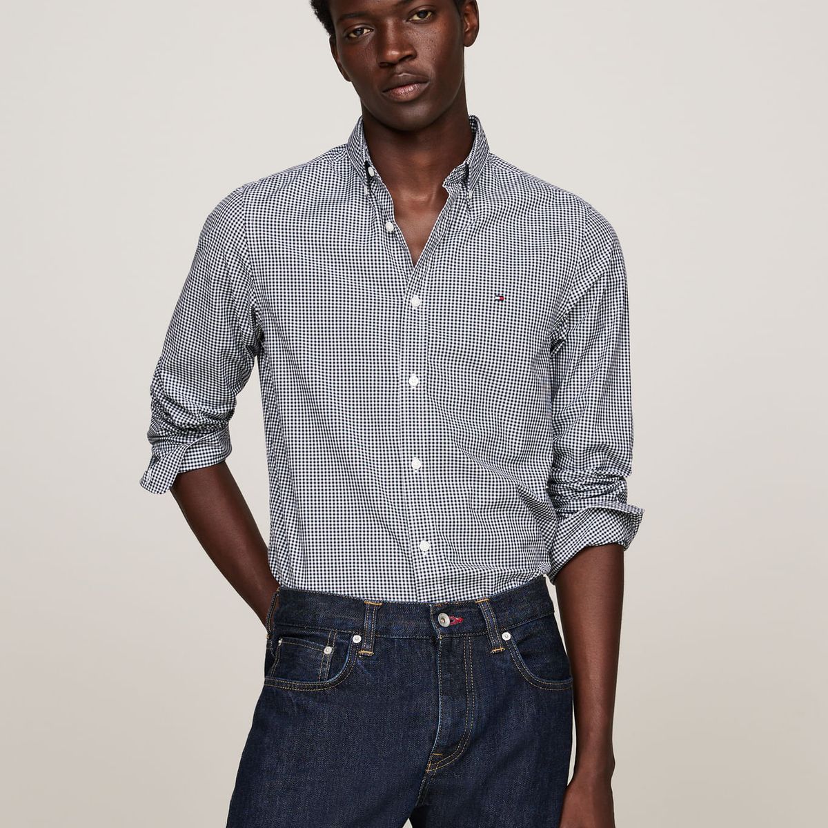 TOMMY HILFIGER - CAMISA MICRO GINGHAM POPLIN SF SHIRT TH