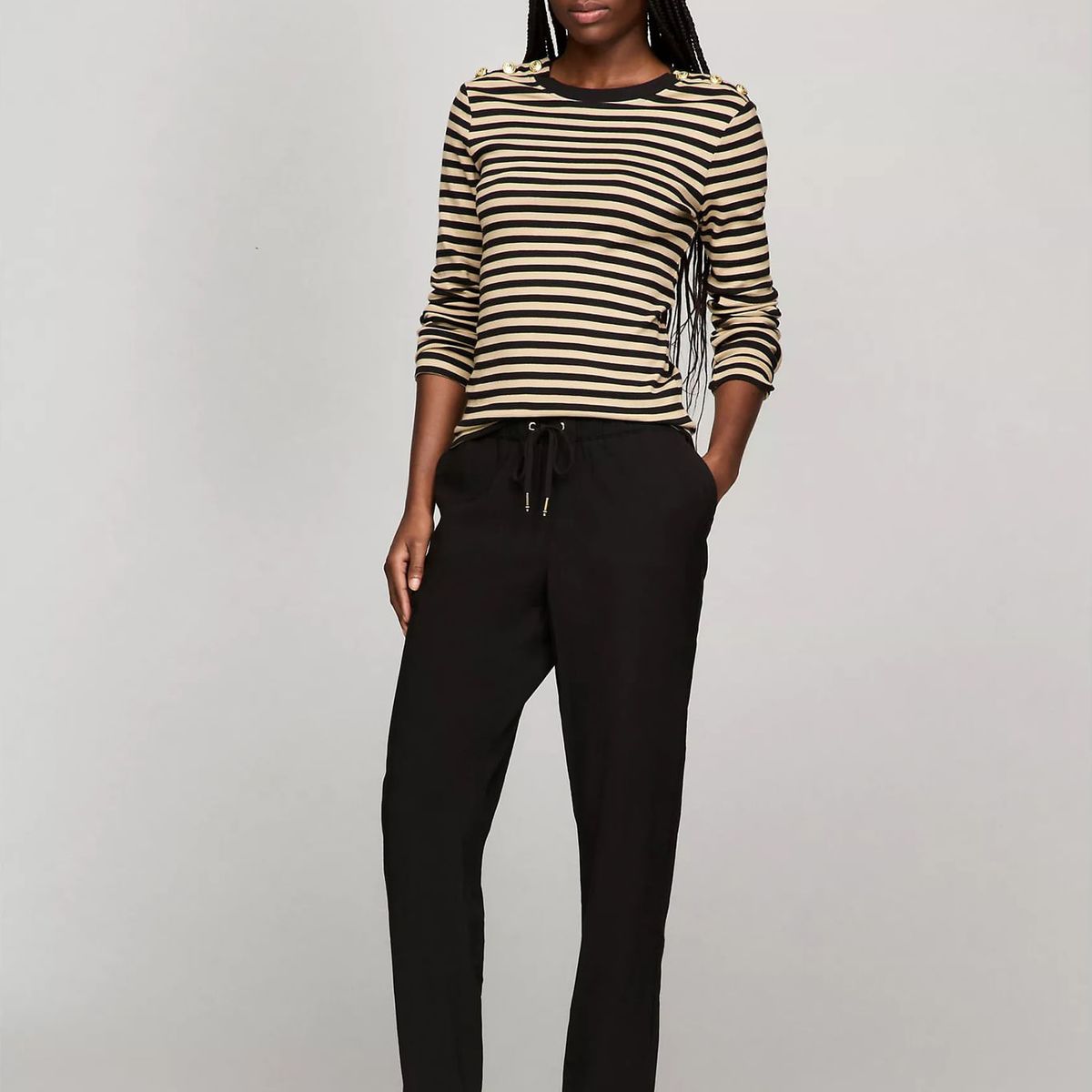 TOMMY HILFIGER - CAMISETA W SLIM LS BTTN SHOULDER TEE-