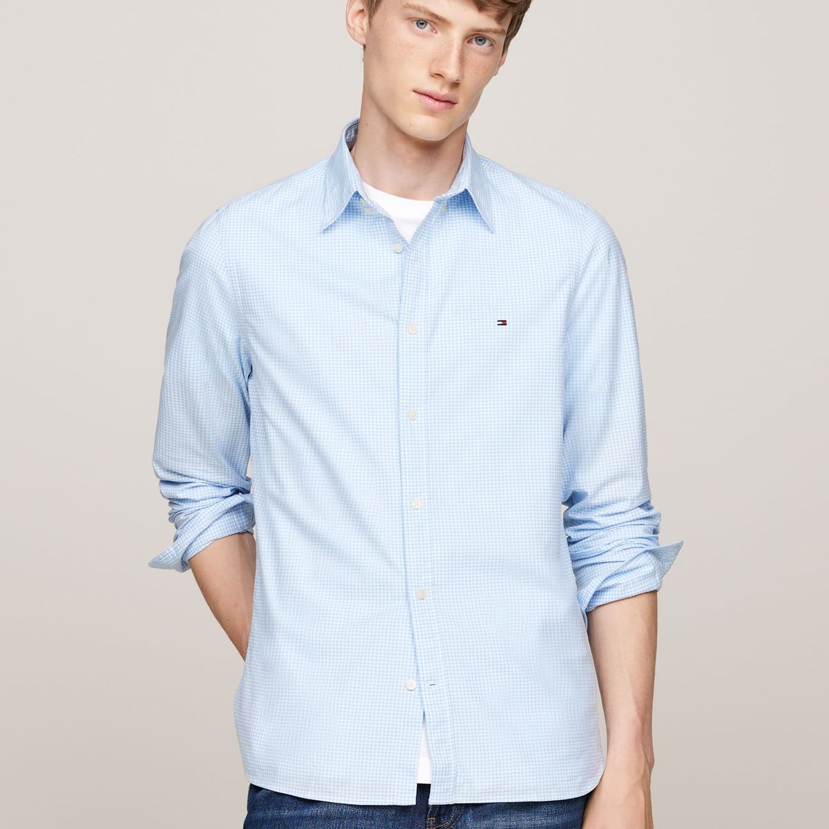 TOMMY HILFIGER - CAMISA MICRO GINGHAM POPLIN SF SHIRT TH