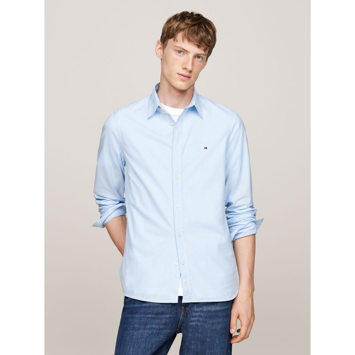 TOMMY HILFIGER - CAMISA MICRO GINGHAM POPLIN SF SHIRT TH