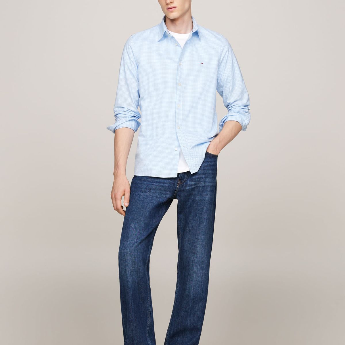 TOMMY HILFIGER - CAMISA MICRO GINGHAM POPLIN SF SHIRT TH