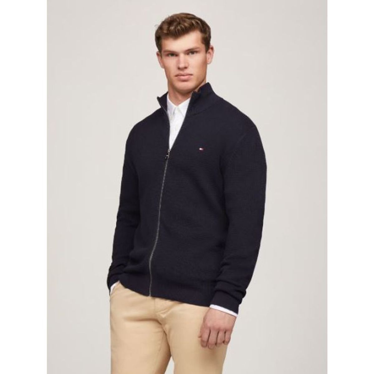 TOMMY HILFIGER - SWEATER REFINED STRUCTURE ZIP THRU