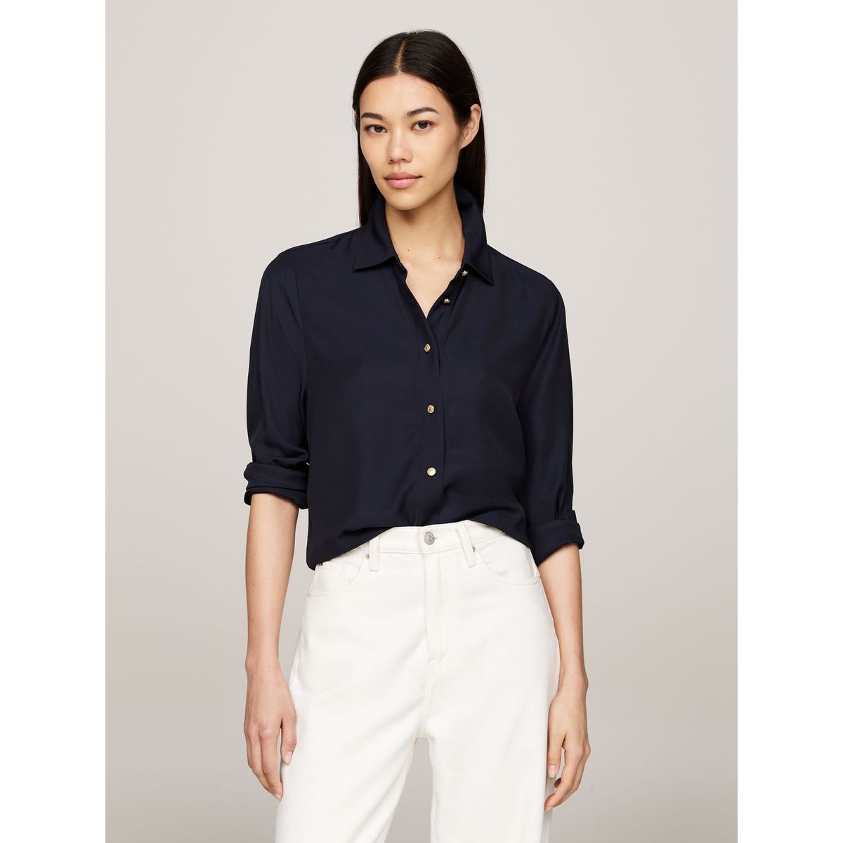 TOMMY HILFIGER - BLUSA GOLD BUTTON VISCOSE LS SHIRT TH
