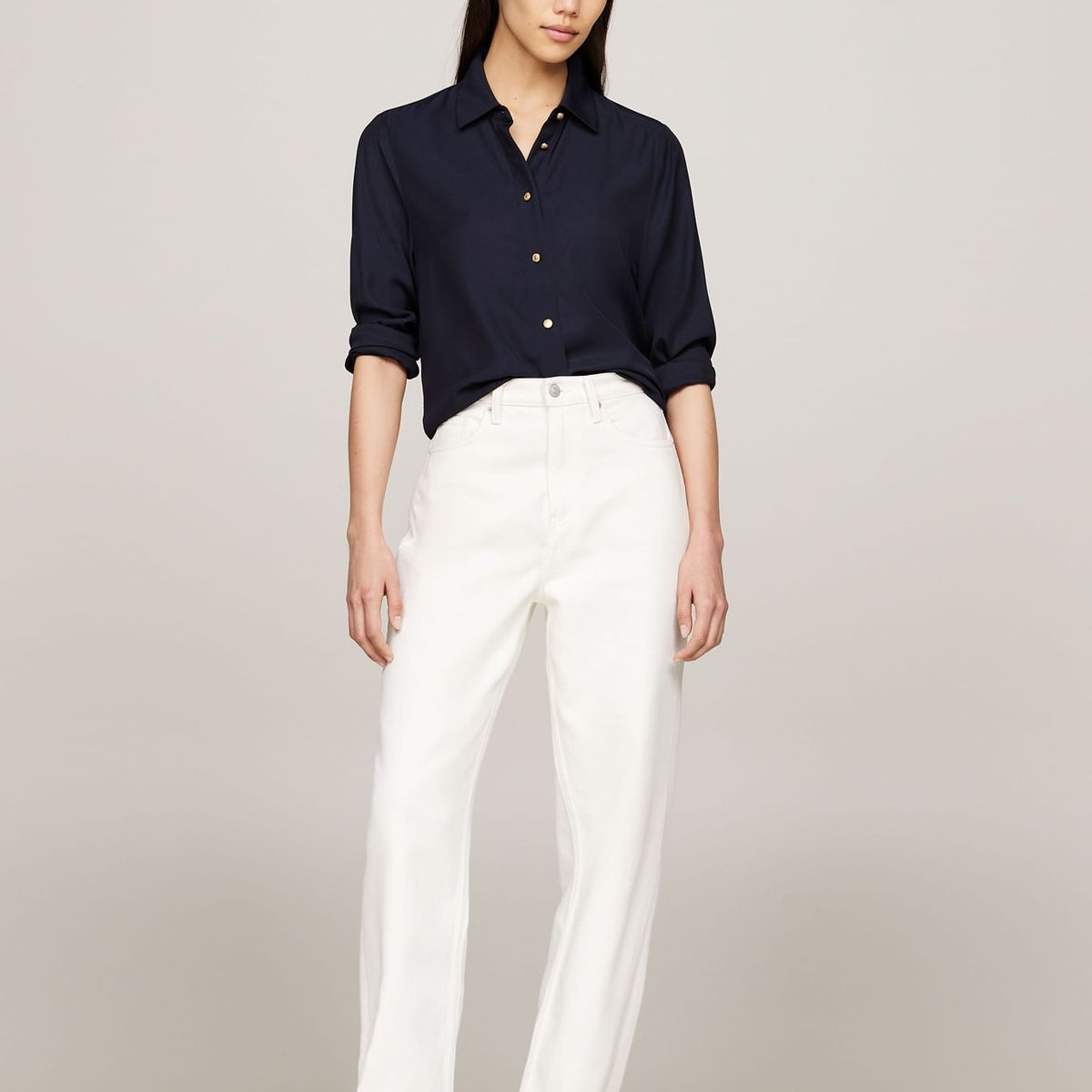 TOMMY HILFIGER - BLUSA GOLD BUTTON VISCOSE LS SHIRT TH