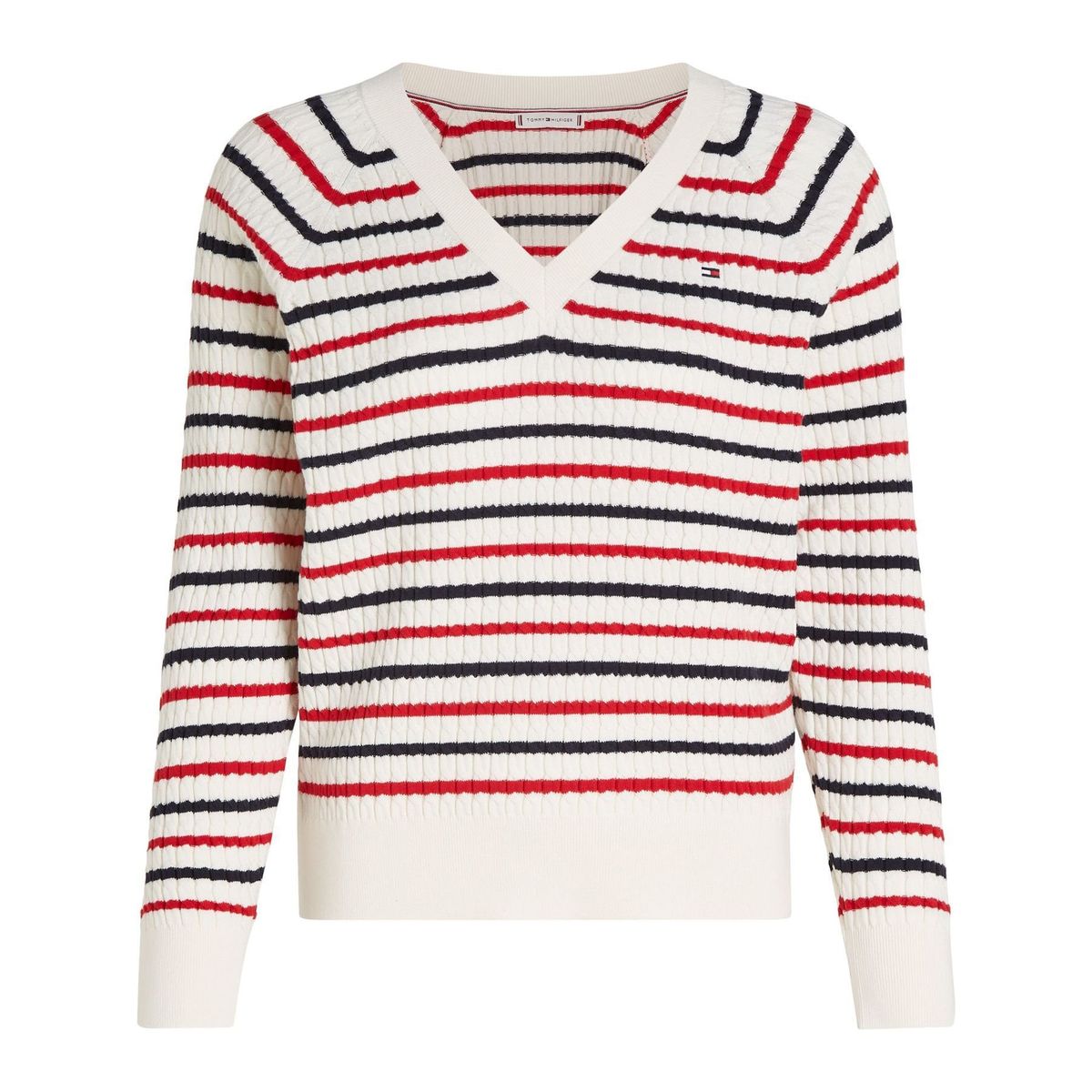 TOMMY HILFIGER - SWEATER CO CABLE V-NK SWEATER