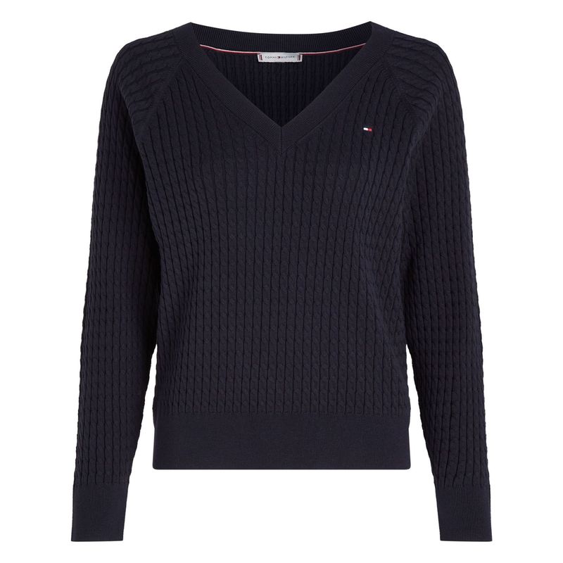 TOMMY HILFIGER - SWEATER CO CABLE V-NK SWEATER