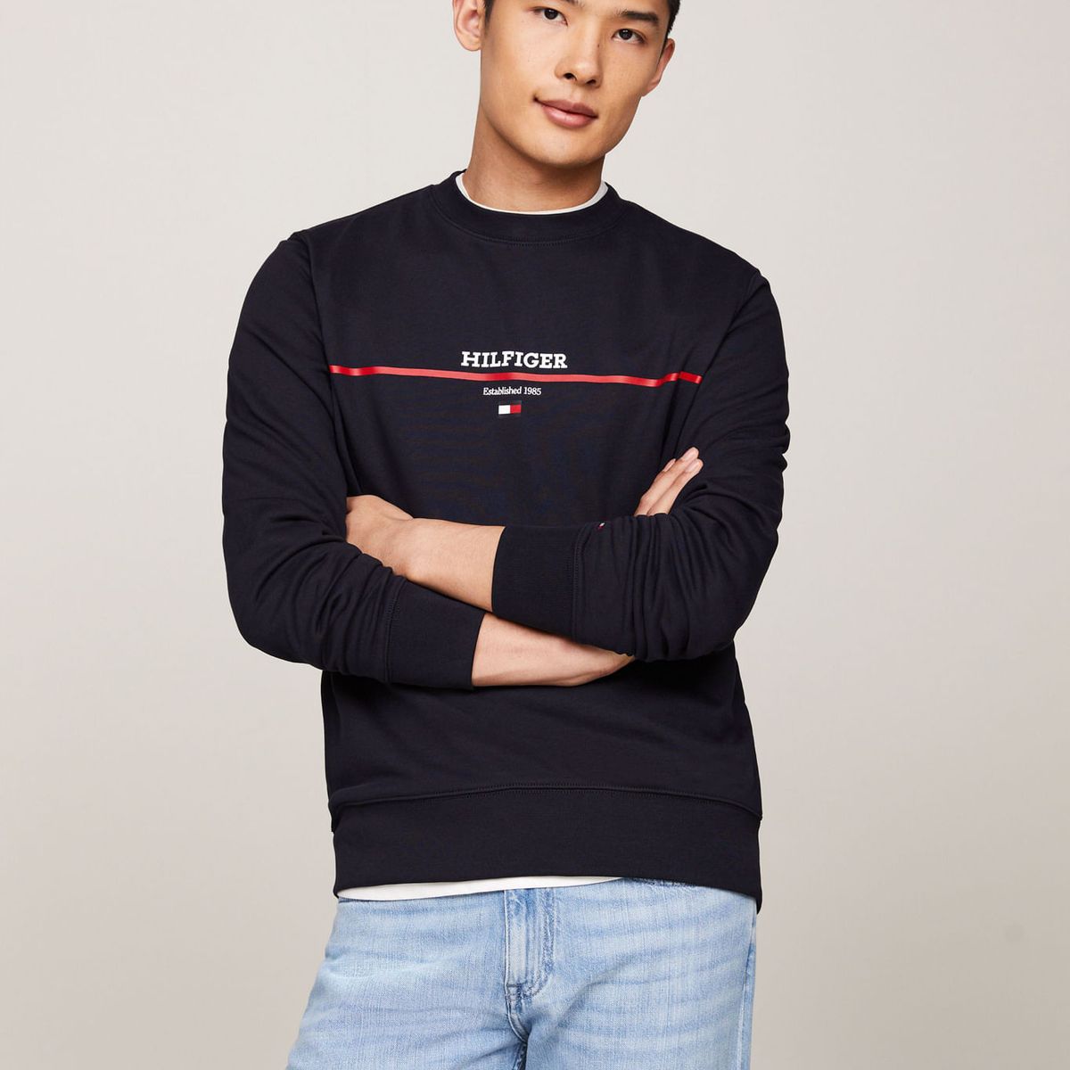 TOMMY HILFIGER - SWEATSHIRT HILFIGER STRIPE TERRY SWEATSHI