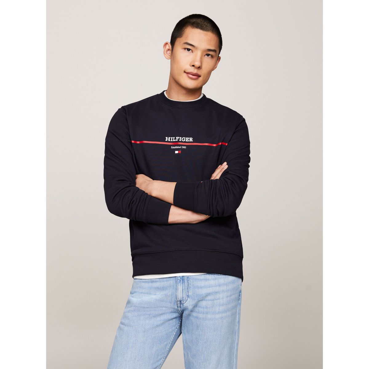 TOMMY HILFIGER - SWEATSHIRT HILFIGER STRIPE TERRY SWEATSHI