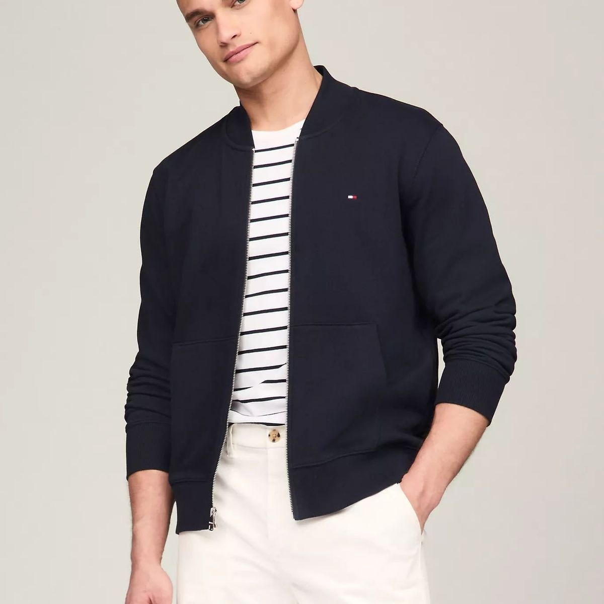 TOMMY HILFIGER - SWEATSHIRT M 1985 BASEBALL COLLAR ZIP THR