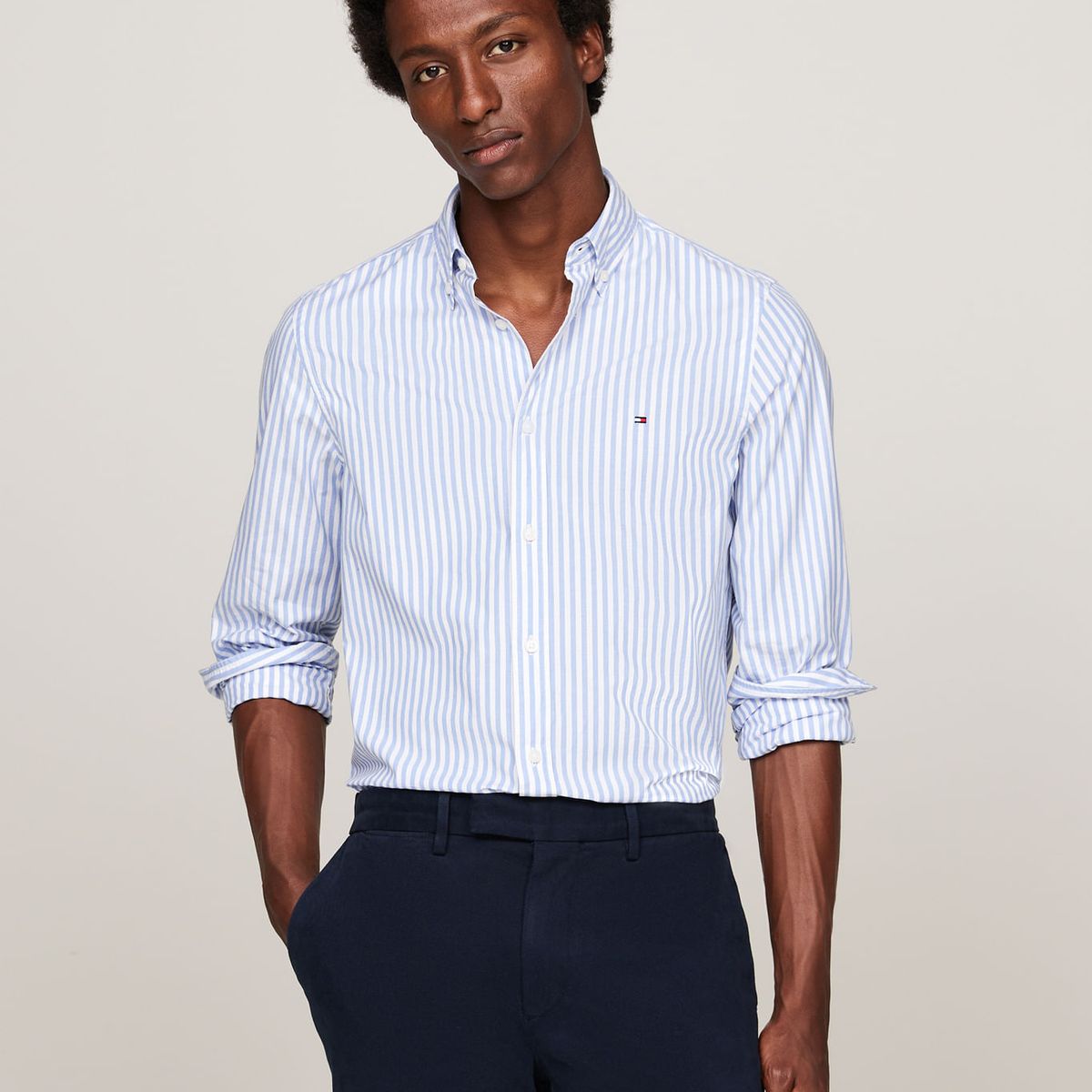 TOMMY HILFIGER - CAMISA CLASSIC POPLIN STRIPE SF SHIRT TH