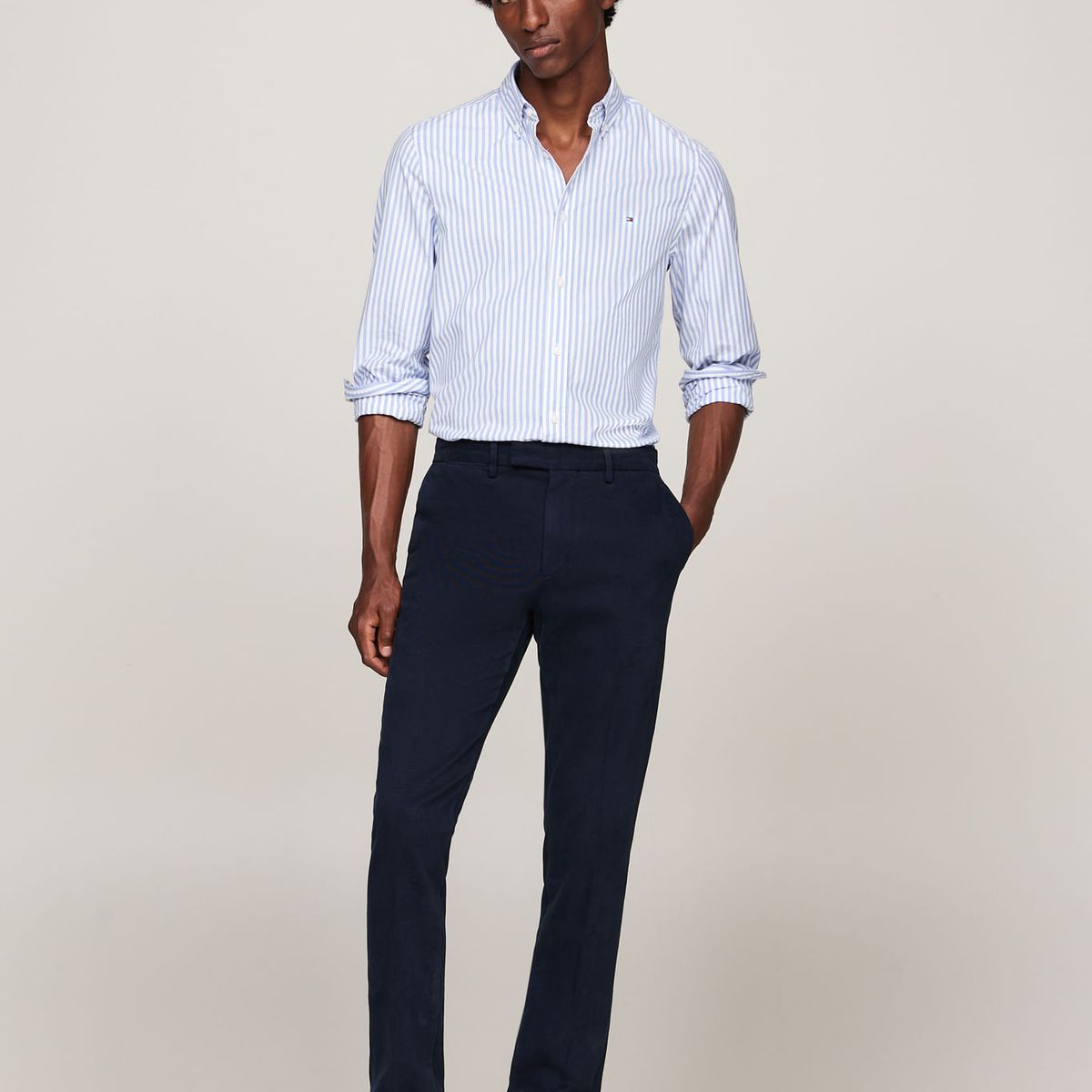 TOMMY HILFIGER - CAMISA CLASSIC POPLIN STRIPE SF SHIRT TH