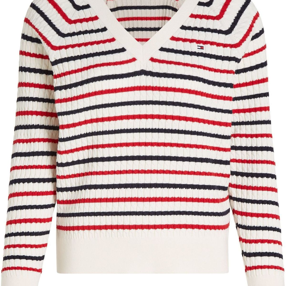 TOMMY HILFIGER - SWEATER CO CABLE V-NK SWEATER