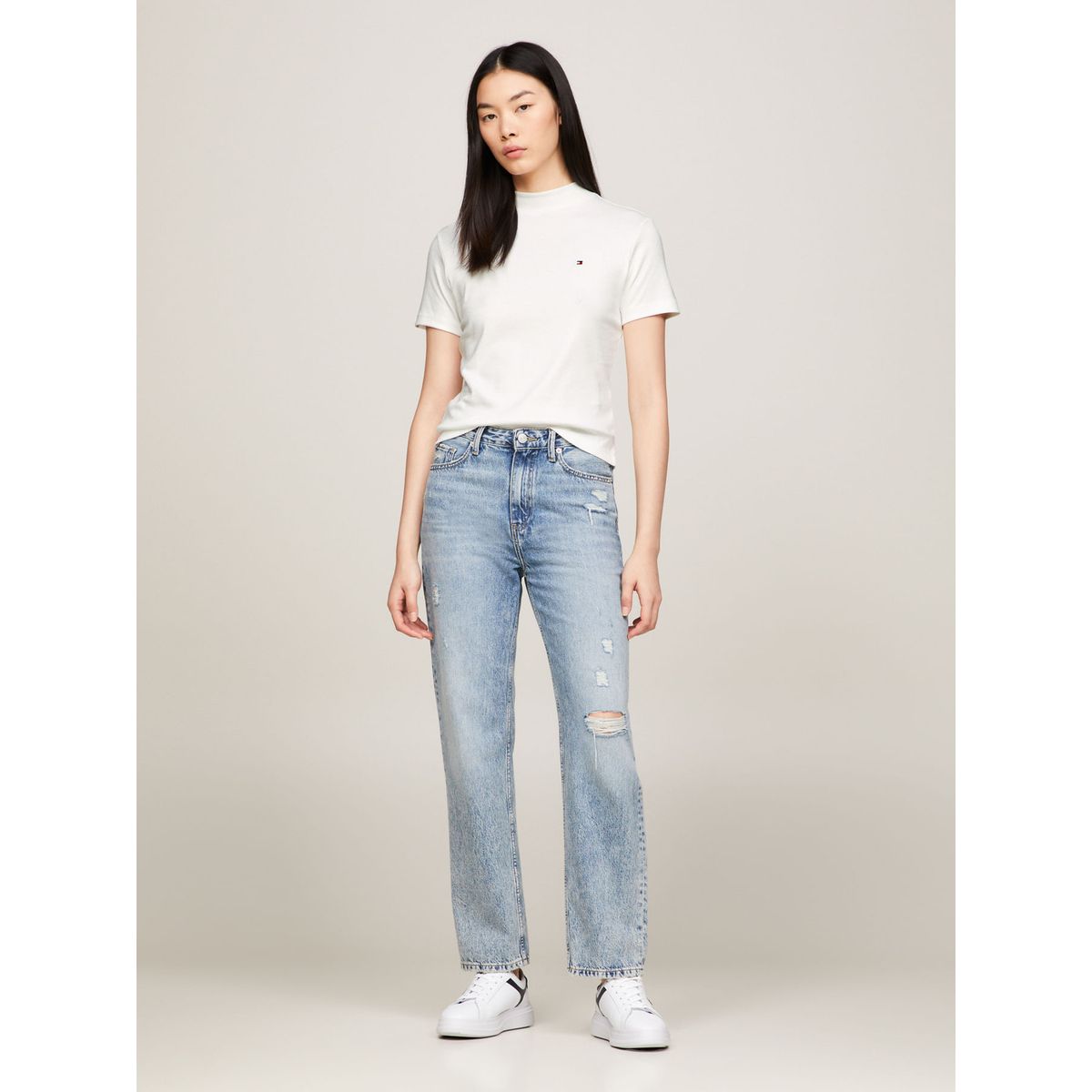 TOMMY HILFIGER - CAMISETA SLIM CODY CROP MOCK-NK