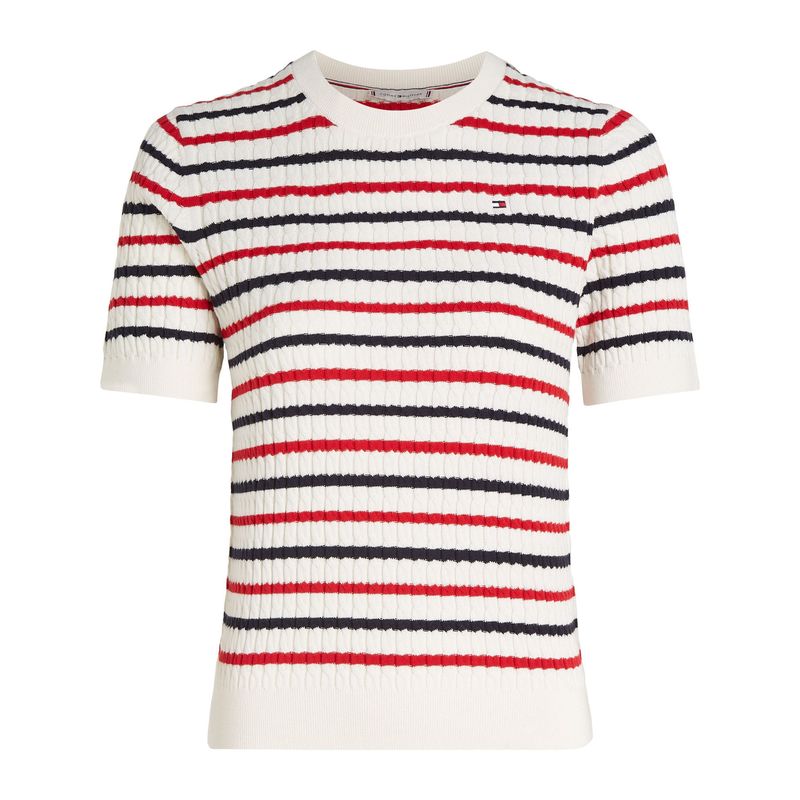 TOMMY HILFIGER - SWEATER CO CABLE C-NK SS SWT
