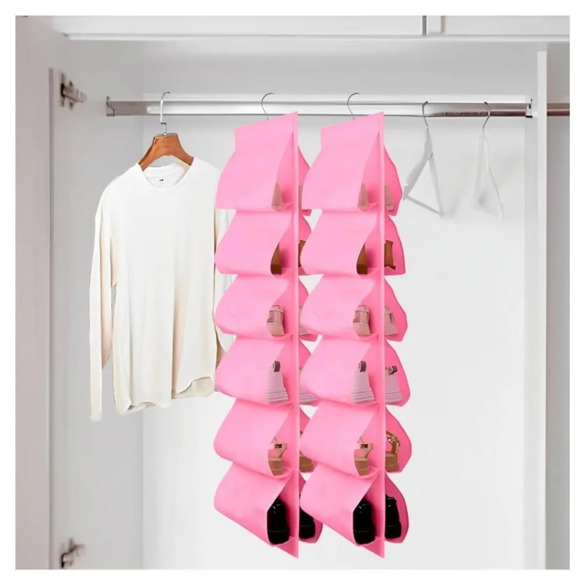 MINARI - Colgador de Zapatos para Closet Organizador de Armario Rosa 019C