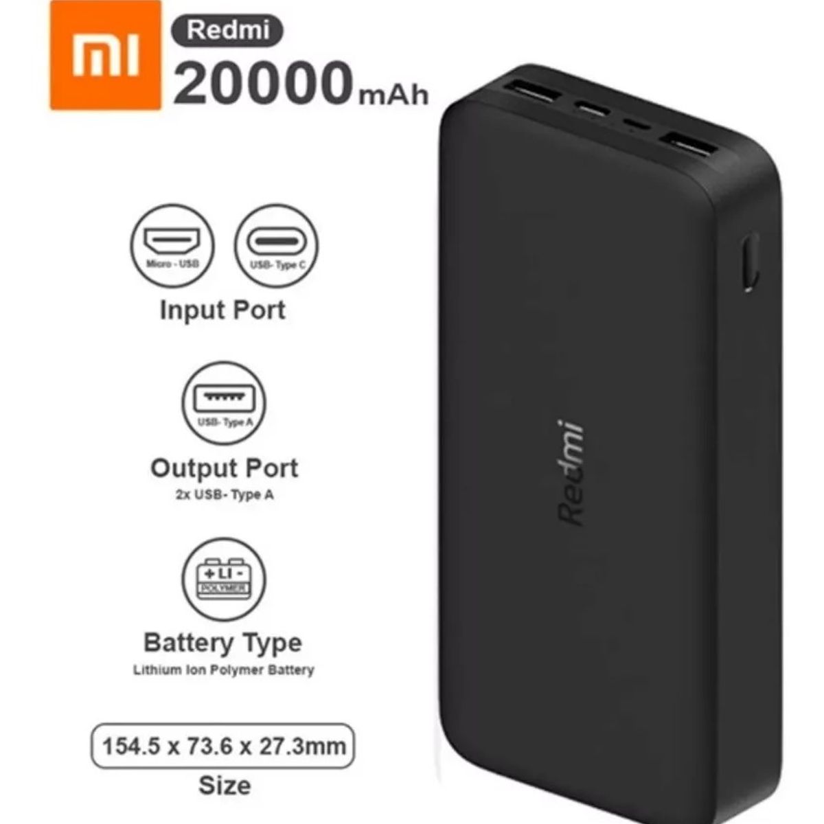 REDMI - Power Bank Cargador Xiaomi Redmi 20000mah  18w Original