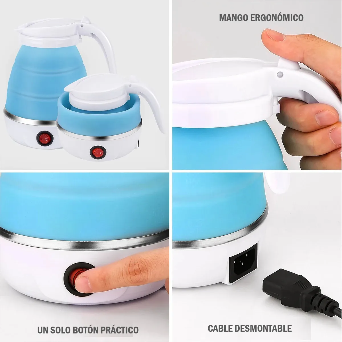 GENERICO - Hervidor De Agua - Eléctrico Plegable De Silicona 1L - Azul