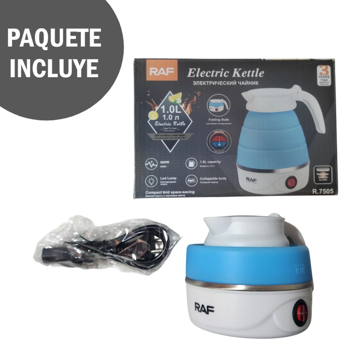 GENERICO - Hervidor Plegable 1L Eléctrico De Silicona AZUL