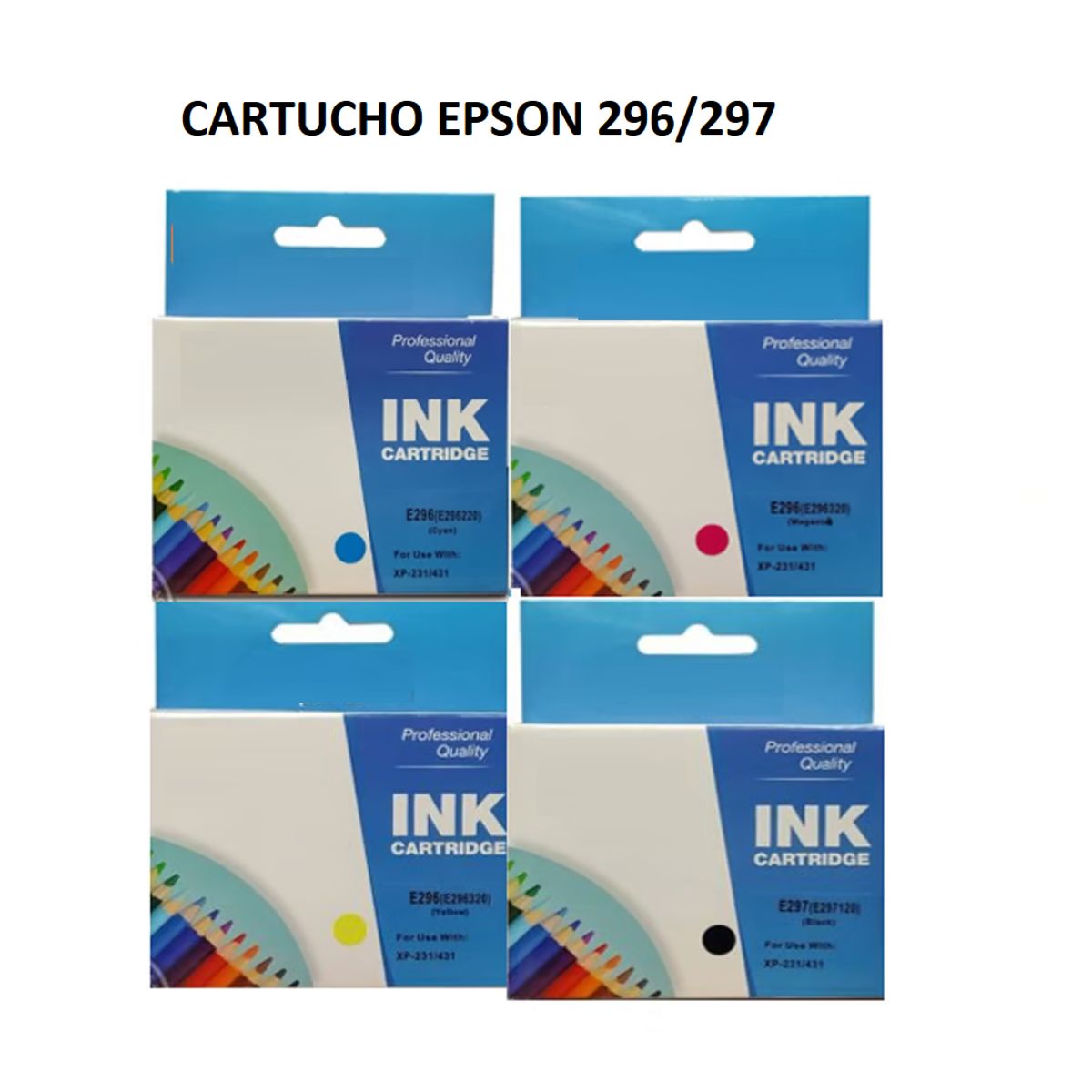 GENERICO - Tinta Compatible Epson 296 magenta , negro ,cian y yellow