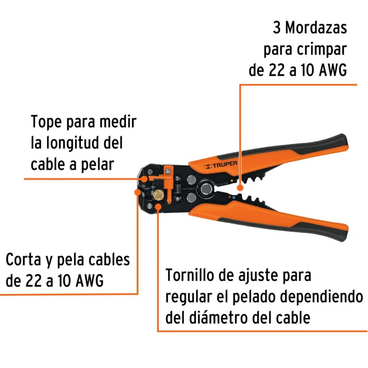 TRUPER - PELACABLE AUTOMATICO 8" 17360 TRUPER