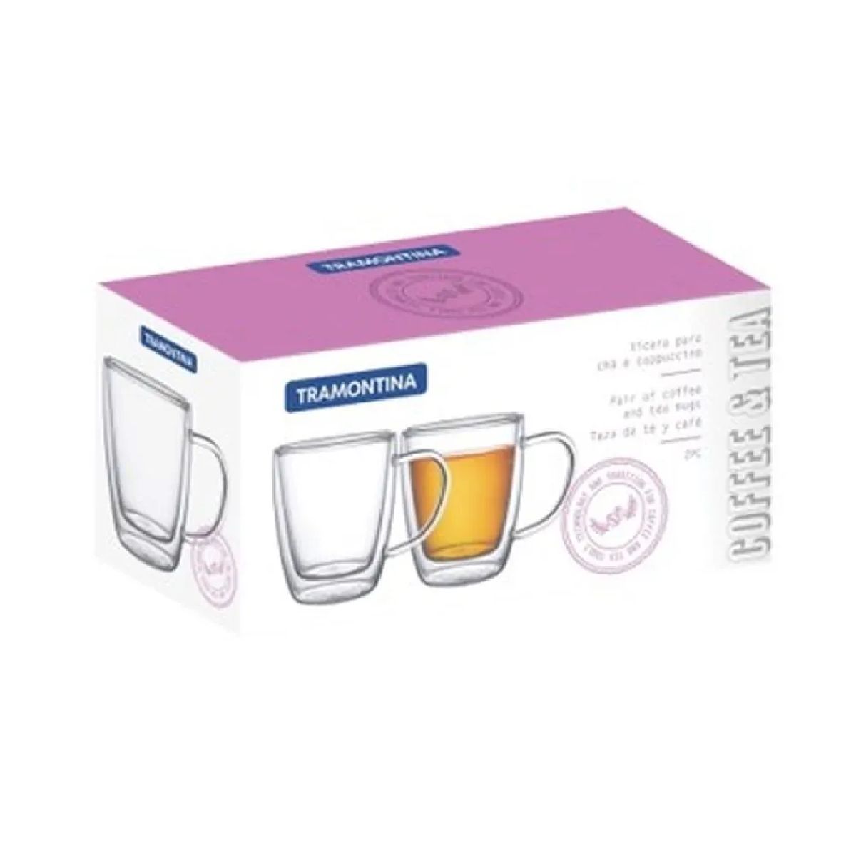 TRAMONTINA - Juego 2 Tazas Vidrio Para Te Y Capuccino 0.27 Lt - Tramontina