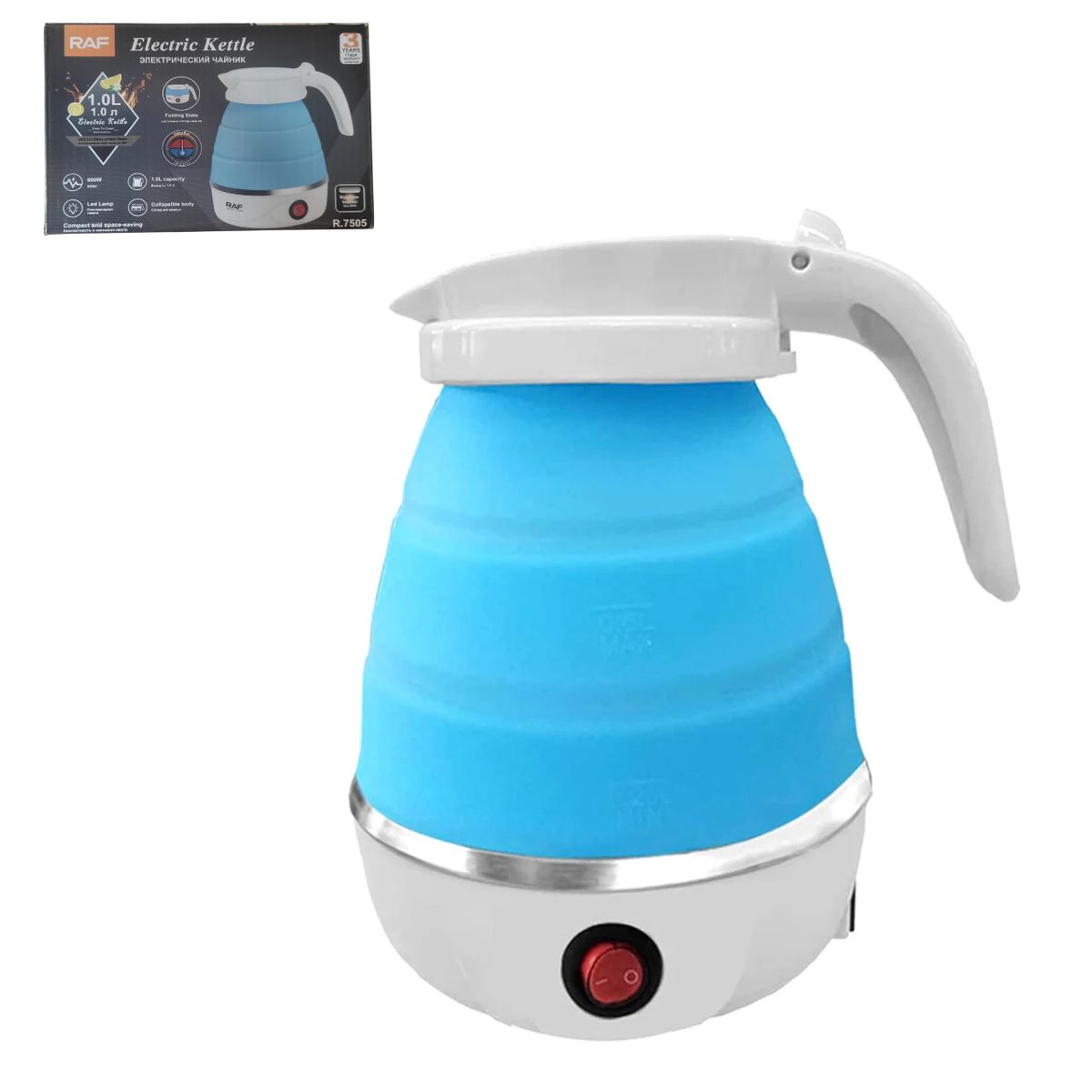 GENERICO - Hervidor De Agua Eléctrico Azul Plegable De Silicona - 1L