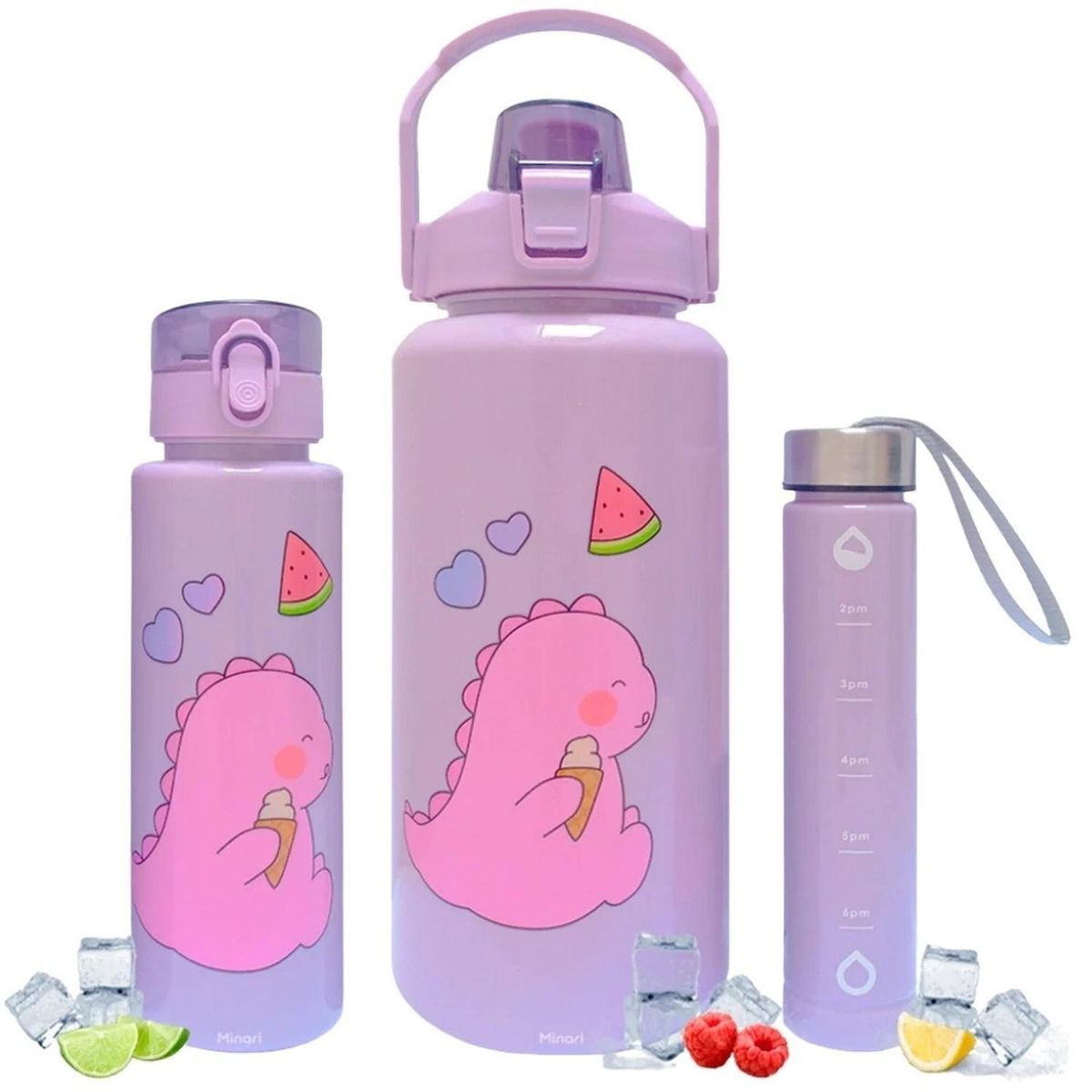 MINARI - Tomatodo Botella Kawaii de 3 Piezas Lila 699T