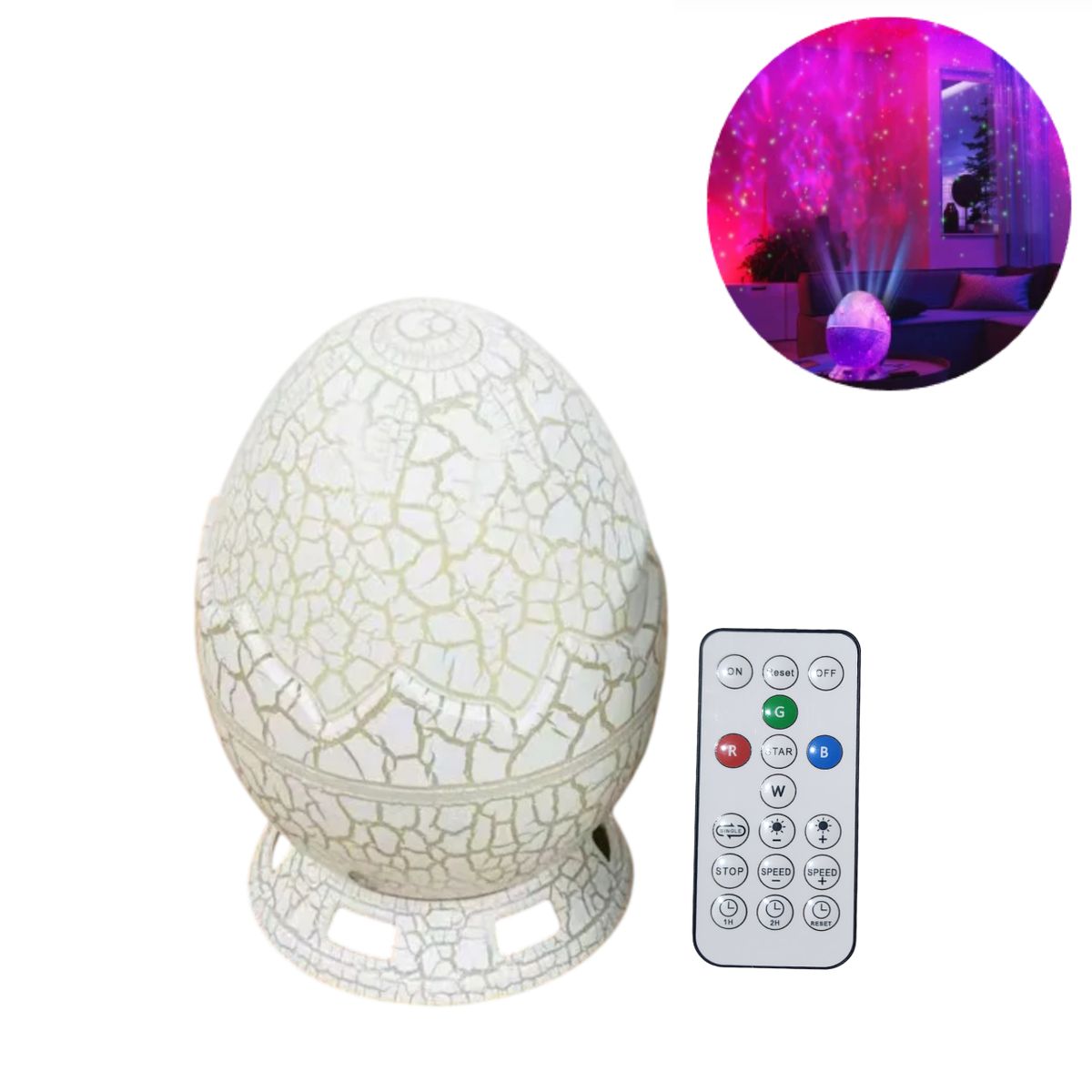 GENERICO - Proyector galaxia decorativo con forma de huevo de dinosaurio LED