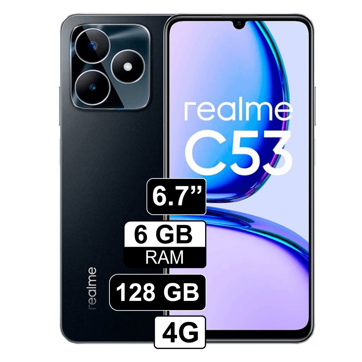 REALME - Celular Realme C53 4G 6GB RAM 128GB cámara principal 50MP + 03MP frontal 8MP 674 negro