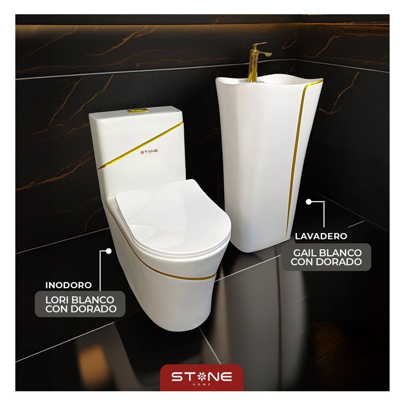 STONE - COMBO LORI BLANCO CON DORADO +  GAIL BLANCO CON DORADO STONE