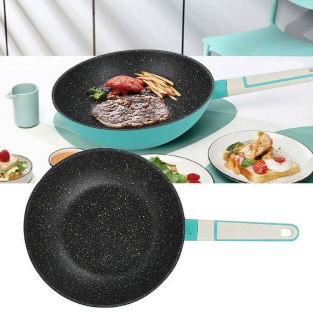 WELL BEING - Sartén Wok de Roca Volcánica  Antiadherente y Duradero