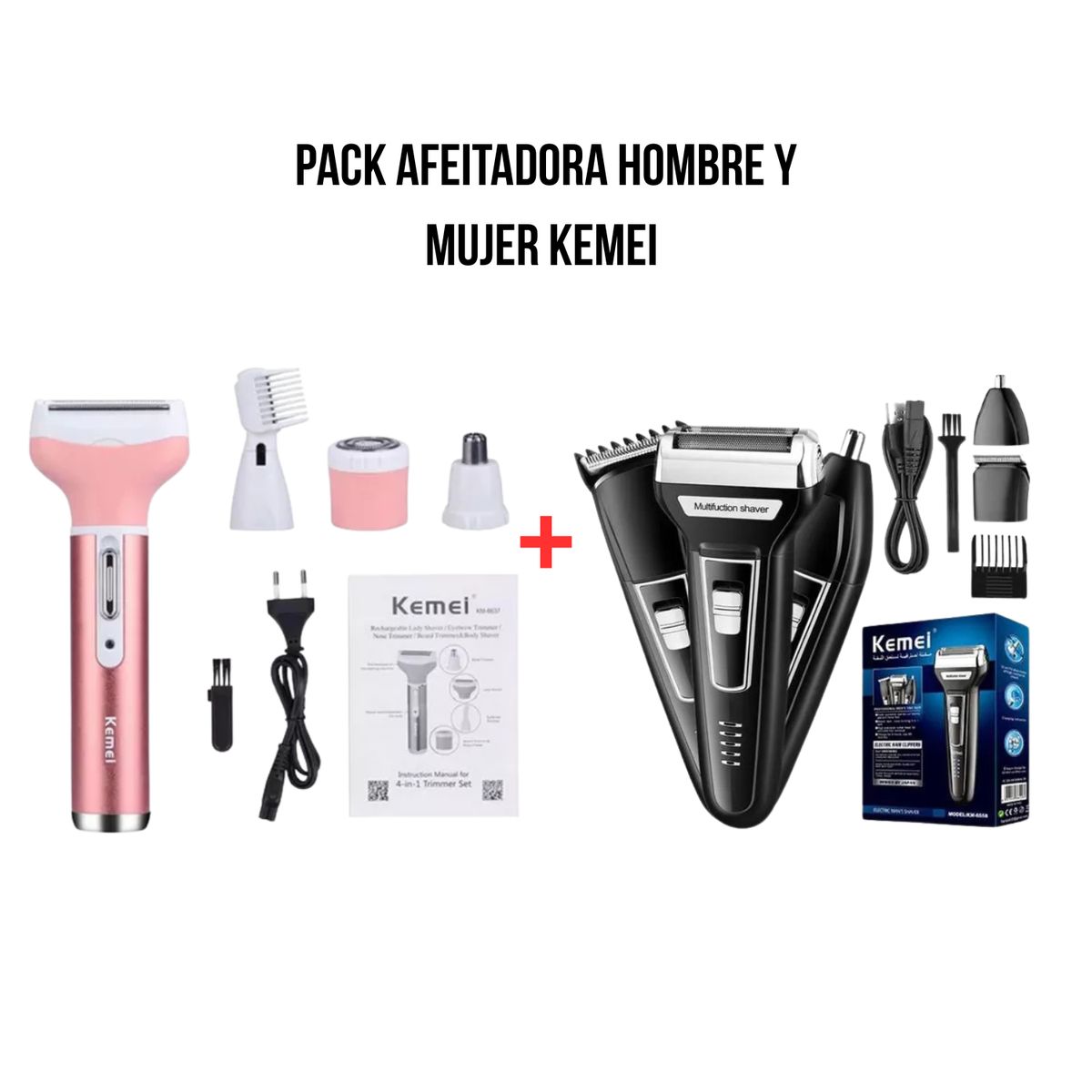 ROHS - Pack Kemei Duo Afeitadora para Hombre y Mujer