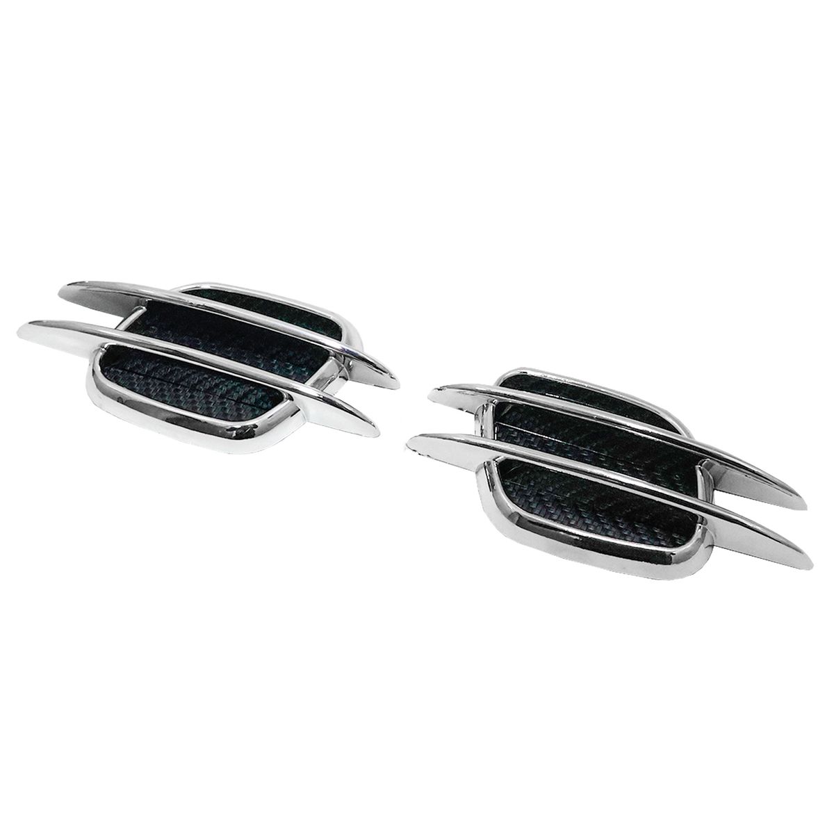 GENERICO - ADORNO LATERAL TOMA DE AIRE NEGRO CON PLATEADO 2 PCS 13*6 CM