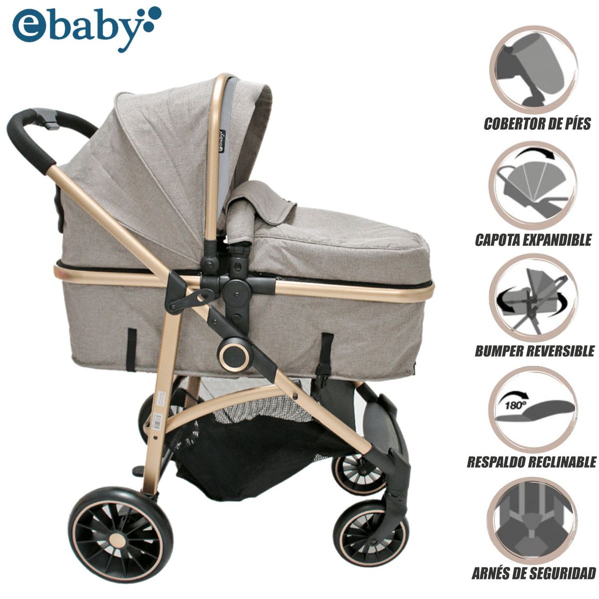 EBABY - Coche Deportivo Moisés EBABY «CARRI DELUXE» Beige