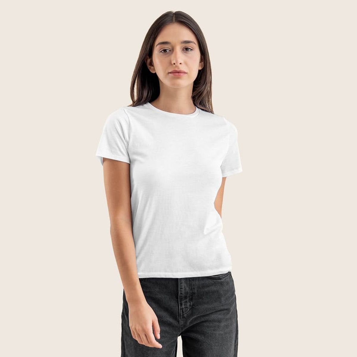 DROP THE LABEL - Polo Blanco para Mujer Drop the Label Cuello Redondo Manga Corta Algodón Pima