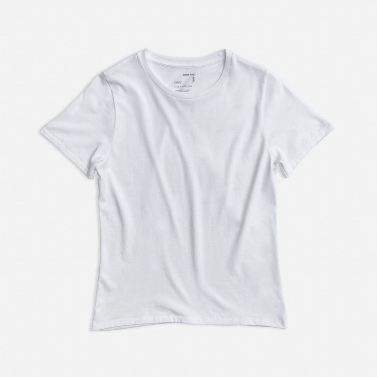 DROP THE LABEL - Polo Blanco para Mujer Drop the Label Cuello Redondo Manga Corta Algodón Pima