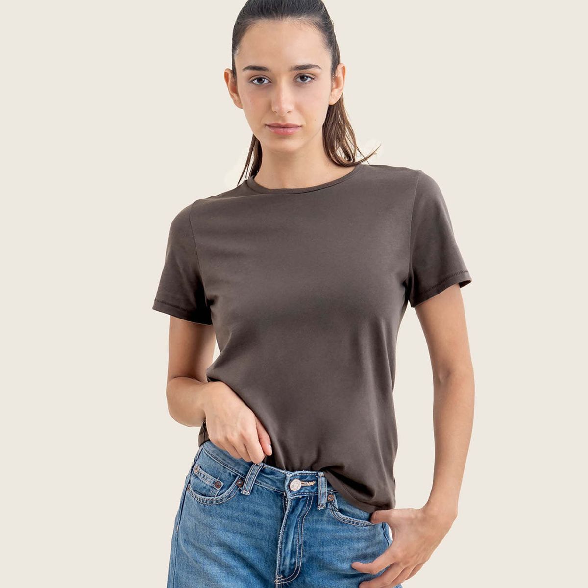 Drop The Label - Polo Pima Mujer Marrón